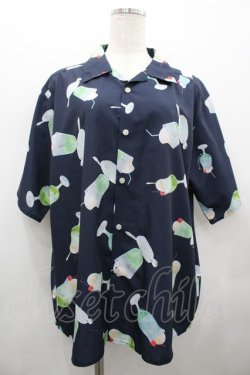 画像1: AXES-X / クリームソーダPT半袖シャツ  ネイビー I-26-02-28-027-LO-BL-SA-ZI