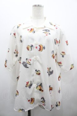 画像1: AXES-X / レトロプリンPT半袖シャツ S アイボリー I-26-02-28-029-LO-BL-SA-ZI