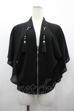 画像1: AXES-X / 金剛力士ケープ羽織  黒Ｘ赤 I-26-02-28-030-LO-TO-SA-ZI