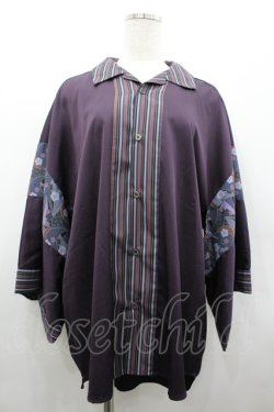 画像1: AXES-X / 和柄コラージュアロハシャツ L パープル I-26-02-28-031-LO-BL-SA-ZI