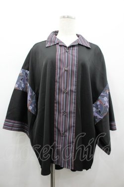 画像1: AXES-X / 和柄コラージュアロハシャツ M 黒 I-26-02-28-032-LO-BL-SA-ZI