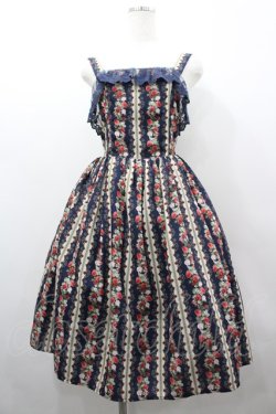 画像1: axes femme kawaii / ローズベリーガーデンジャンパースカート  紺 I-26-03-02-034-AX-OP-SA-ZI