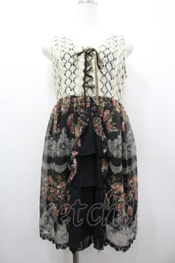 画像1: axes femme / レースX花柄スリットチュニ M 黒 I-26-03-02-037-AX-OP-TE-ZI