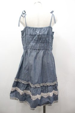 画像2: axes femme / レースフリルキャミワンピース  ブルーＸ生成り I-26-03-02-038-AX-OP-SA-ZI