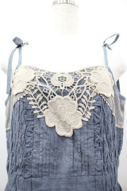 画像3: axes femme / レースフリルキャミワンピース  ブルーＸ生成り I-26-03-02-038-AX-OP-SA-ZI