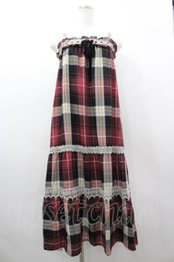 画像1: axes femme / チェックキャミワンピース M 赤Ｘ黒チェック I-26-03-02-046-AX-OP-SA-ZI