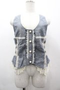 axes femme / レース配色ベスト M ブルーグレー I-26-03-02-005-AX-BL-TE-ZI