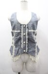 画像1: axes femme / レース配色ベスト M ブルーグレー I-26-03-02-005-AX-BL-TE-ZI (1)