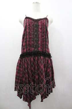 画像1: axes femme / チェックイレギュラーキャミワンピース  赤チェック I-26-03-02-048-AX-OP-SA-ZI