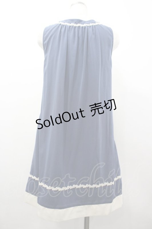 画像2: axes femme / 刺繍入りAラインチュニ M ブルー I-26-03-02-049-AX-OP-SA-ZI (2)