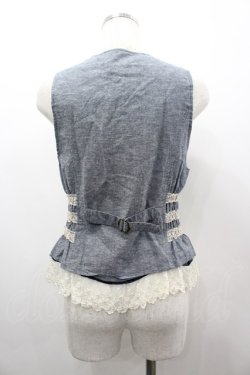 画像2: axes femme / レース配色ベスト M ブルーグレー I-26-03-02-005-AX-BL-TE-ZI