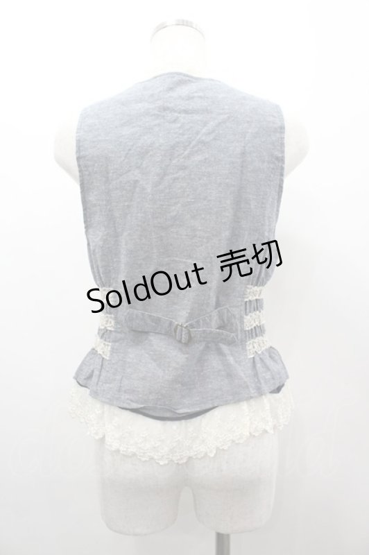 画像2: axes femme / レース配色ベスト M ブルーグレー I-26-03-02-005-AX-BL-TE-ZI (2)