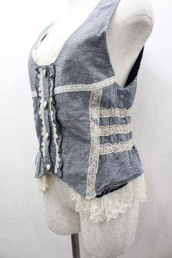 画像3: axes femme / レース配色ベスト M ブルーグレー I-26-03-02-005-AX-BL-TE-ZI