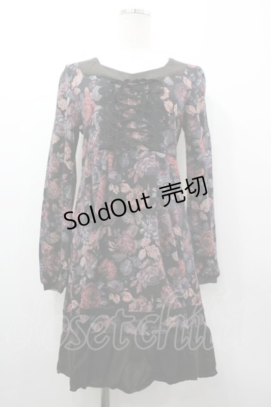 画像1: axes femme / ゴブランプリントチュニック M クロ I-26-03-02-058-AX-OP-SA-ZI (1)