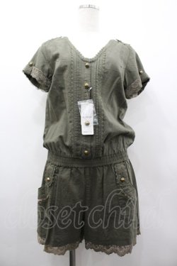 画像1: axes femme / 半袖コンビネゾン M カーキ I-26-03-02-063-AX-OP-SA-ZI