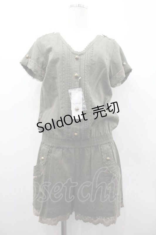 画像1: axes femme / 半袖コンビネゾン M カーキ I-26-03-02-063-AX-OP-SA-ZI (1)