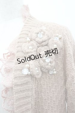 画像3: axes femme / お花モチーフ付ニットカーデ M アワピンク I-26-03-02-006-AX-TO-TE-ZI