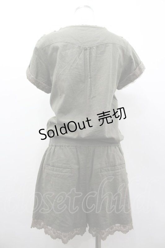 画像2: axes femme / 半袖コンビネゾン M カーキ I-26-03-02-063-AX-OP-SA-ZI (2)