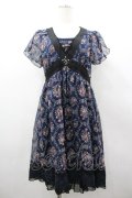 axes femme / バラオーナメントフレームワンピース M 紺 I-26-03-02-064-AX-OP-TE-ZI