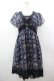 画像1: axes femme / バラオーナメントフレームワンピース M 紺 I-26-03-02-064-AX-OP-TE-ZI (1)