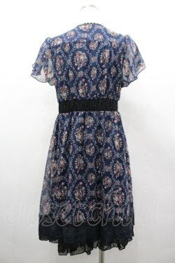 画像2: axes femme / バラオーナメントフレームワンピース M 紺 I-26-03-02-064-AX-OP-TE-ZI