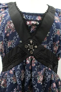 画像3: axes femme / バラオーナメントフレームワンピース M 紺 I-26-03-02-064-AX-OP-TE-ZI