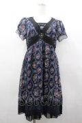 axes femme / バラオーナメントフレームワンピース M 紺 I-26-03-02-065-AX-OP-TE-ZI