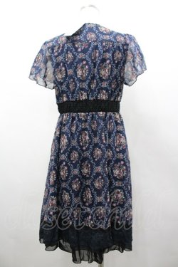 画像2: axes femme / バラオーナメントフレームワンピース M 紺 I-26-03-02-065-AX-OP-TE-ZI