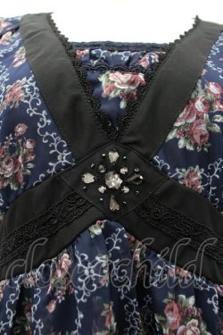 画像3: axes femme / バラオーナメントフレームワンピース M 紺 I-26-03-02-065-AX-OP-TE-ZI