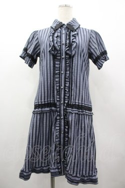 画像1: axes femme / ジャストライプワンピ M ブルー I-26-03-02-068-AX-BL-TE-ZI