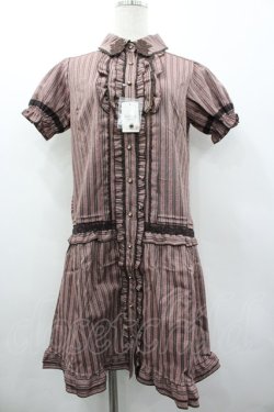 画像1: axes femme / ジャガードストライプワンピ M アワピンク I-26-03-02-070-AX-OP-SA-ZI