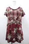 画像1: axes femme / チェック花柄タックチュニ M ワイン I-26-03-02-072-AX-TO-TE-ZI (1)