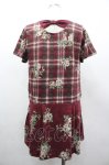 画像2: axes femme / チェック花柄タックチュニ M ワイン I-26-03-02-072-AX-TO-TE-ZI (2)