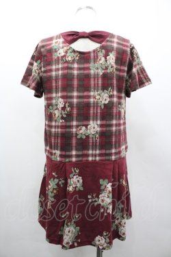 画像2: axes femme / チェック花柄タックチュニ M ワイン I-26-03-02-072-AX-TO-TE-ZI