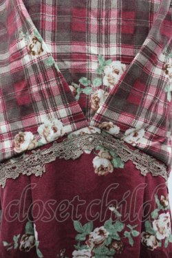 画像3: axes femme / チェック花柄タックチュニ M ワイン I-26-03-02-072-AX-TO-TE-ZI