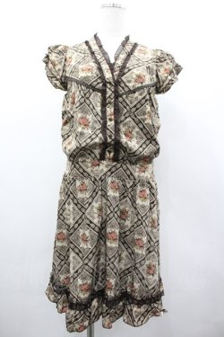 画像1: axes femme / プチスカーフ柄ブラウスOP M チャ I-26-03-02-073-AX-OP-SA-ZI