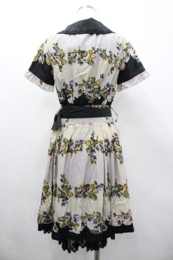 画像2: axes femme / フラワーボーダー柄ワンピース M クロ I-26-03-02-075-AX-OP-SA-ZI