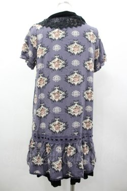 画像2: axes femme / バラ柄シフォンワンピース  パープルＸ白Ｘ黒 I-26-03-02-077-AX-OP-SA-ZI