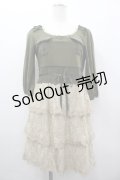 axes femme / レース段々カットワンピース  カーキＸ生成り I-26-03-02-079-AX-OP-SA-ZI