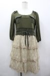 画像1: axes femme / レース段々カットワンピース  カーキＸ生成り I-26-03-02-079-AX-OP-SA-ZI (1)