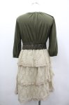 画像2: axes femme / レース段々カットワンピース  カーキＸ生成り I-26-03-02-079-AX-OP-SA-ZI (2)