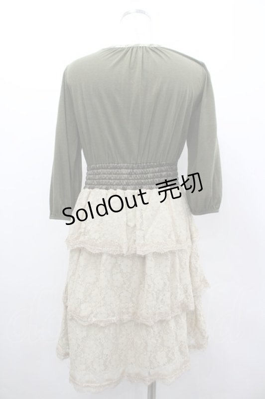 画像2: axes femme / レース段々カットワンピース  カーキＸ生成り I-26-03-02-079-AX-OP-SA-ZI (2)