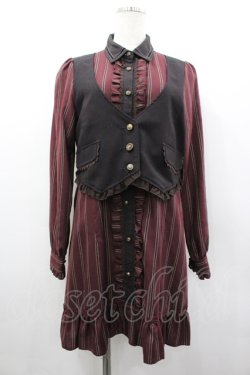 画像1: axes femme / ベストドッキングストライプワンピース M ワイン I-26-03-02-081-AX-OP-TE-ZI