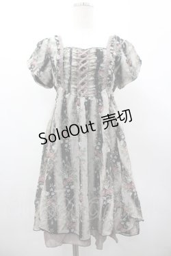 画像1: axes femme / タッセルローズストライプワンピース M 黒 I-26-03-02-083-AX-OP-TE-ZI