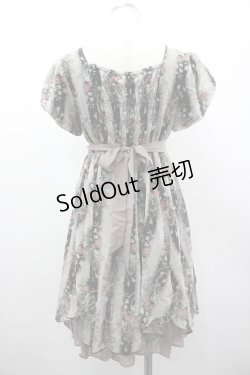 画像2: axes femme / タッセルローズストライプワンピース M 黒 I-26-03-02-083-AX-OP-TE-ZI