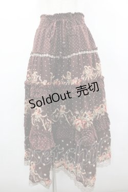 画像1: axes femme / ドット×薔薇スカート M ブラウン I-26-03-02-084-AX-SK-TE-ZI