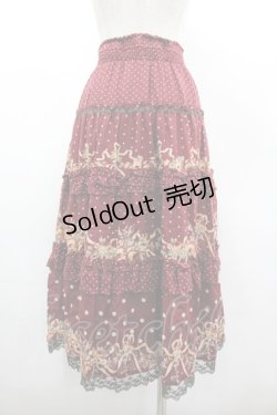 画像2: axes femme / ドット×薔薇スカート M ワイン I-26-03-02-085-AX-SK-TE-ZI