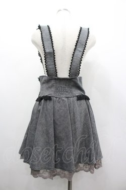 画像2: axes femme / サス付きハイウエストスカート  グレーＸ黒 I-26-03-02-088-AX-SK-SA-ZI