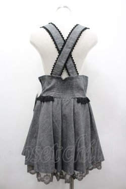 画像2: axes femme / サス付きハイウエストスカート  グレーＸ黒 I-26-03-02-089-AX-SK-SA-ZI