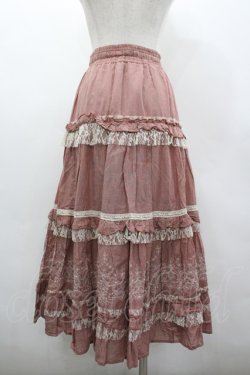 画像2: axes femme / 裾刺繍ストライプスカート M 赤×ブラウン I-26-03-02-090-AX-BL-TE-ZI